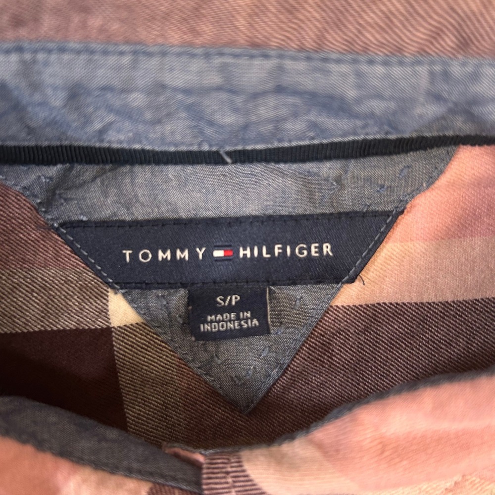 Tommy Hilfiger Button Down Womens S Pink Brown Plaid Long Sleeve Shirt Flannel - Picture 2 of 8